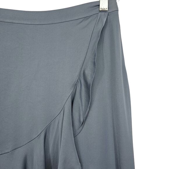 Chloe Kristyn Woman size M New Blue Satin Traci Skirt Mini Length Faux Wrap NWOT - Picture 3 of 8
